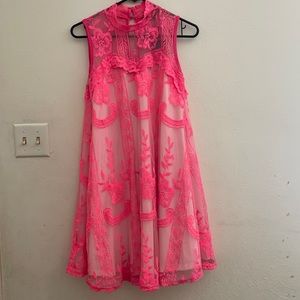 Medium women’s l & b hot pink lace dress